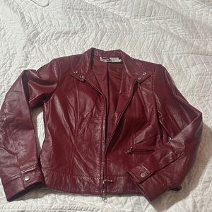 Newport News Burgundy Leather Jacket